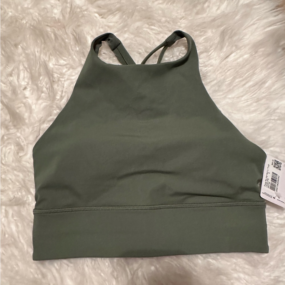 Lululemon Energy Bra High Neck, Olive Green, size 6.